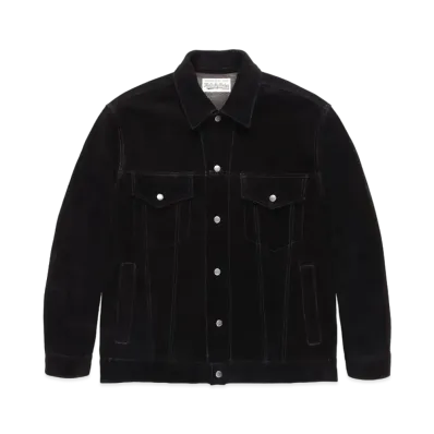 WACKO MARIA SUEDE LEATHER TRUCKER JACKET "Black"
