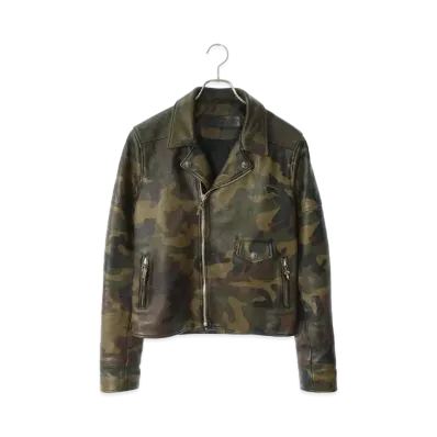 Chrome Hearts Cretin Leather Camouflage Quilting Calf Leather Jacket "Khaki"