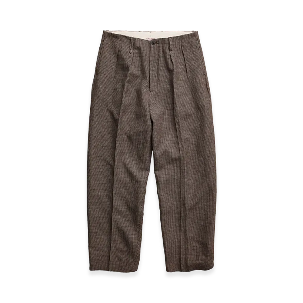 NICENESS B.Wishbone Wool Linen Flying V Trousers "Mocha"