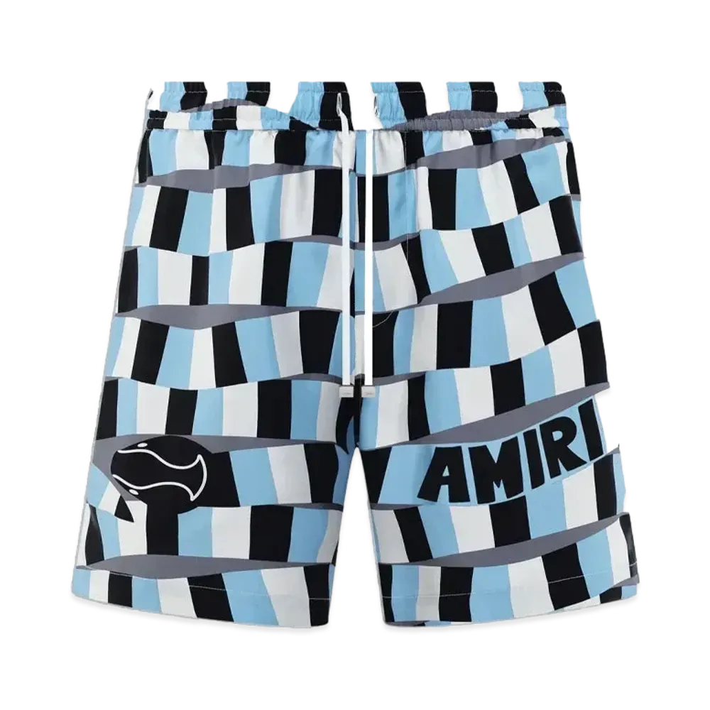 AMIRI Snake Checker Silk Short "Air Blue"