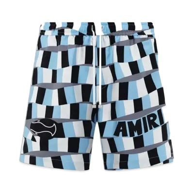 AMIRI Snake Checker Silk Short "Air Blue"