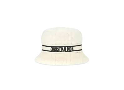 Dior D-Bobby Cannage Small Brim Bucket Hat Shearling "Ecru White"