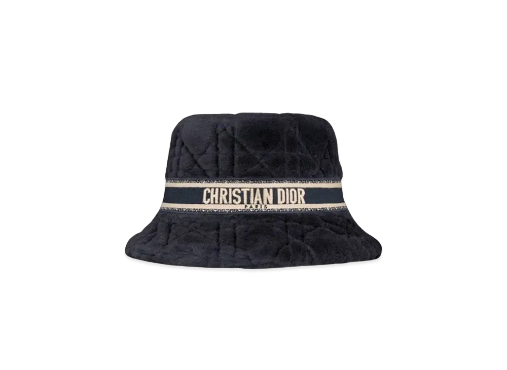 Dior D-Bobby Cannage Small Brim Bucket Hat Shearling "Deep Blue"