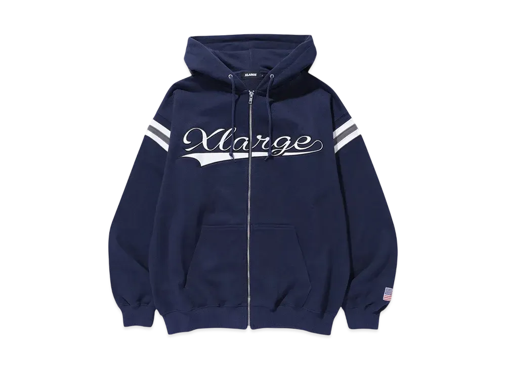 XLARGE LINE ZIP UP HOODED SWEATSHIRT "NAVY"