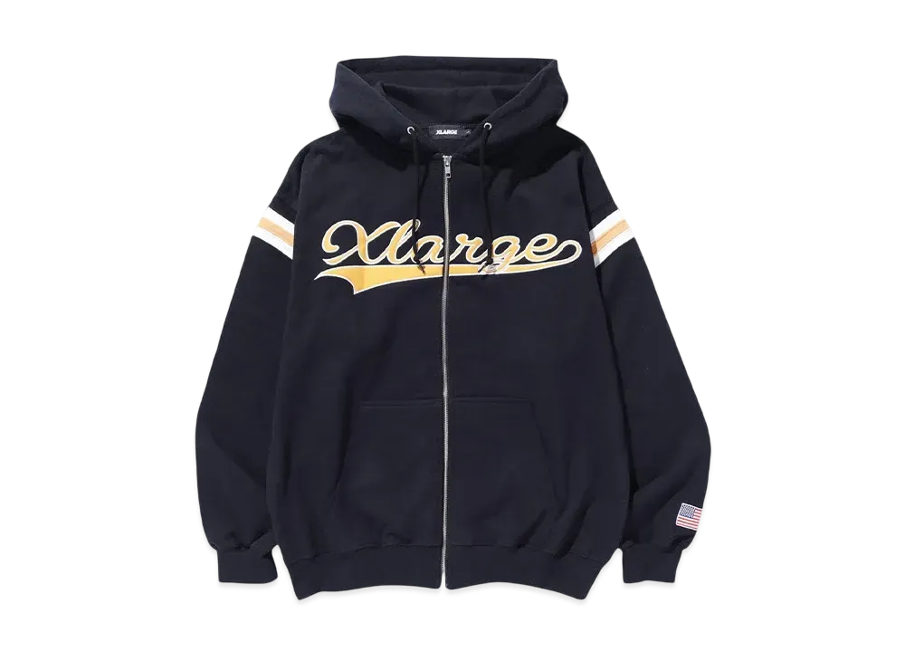 XLARGE LINE ZIP UP HOODED SWEATSHIRT "BLACK"