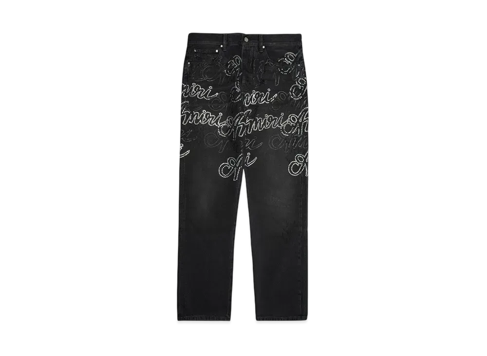 AMIRI SCRIPT CRYSTAL STRAIGHT "VINTAGE BLACK"