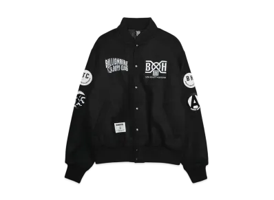 BOUNTY HUNTER x BILLIONAIRE BOYS CLUB MELTON VARSITY JACKET "BLACK"