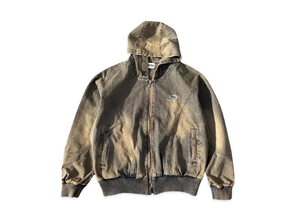 9090 Yoke Denim Zip Hoodie "BROWN BEIGE"