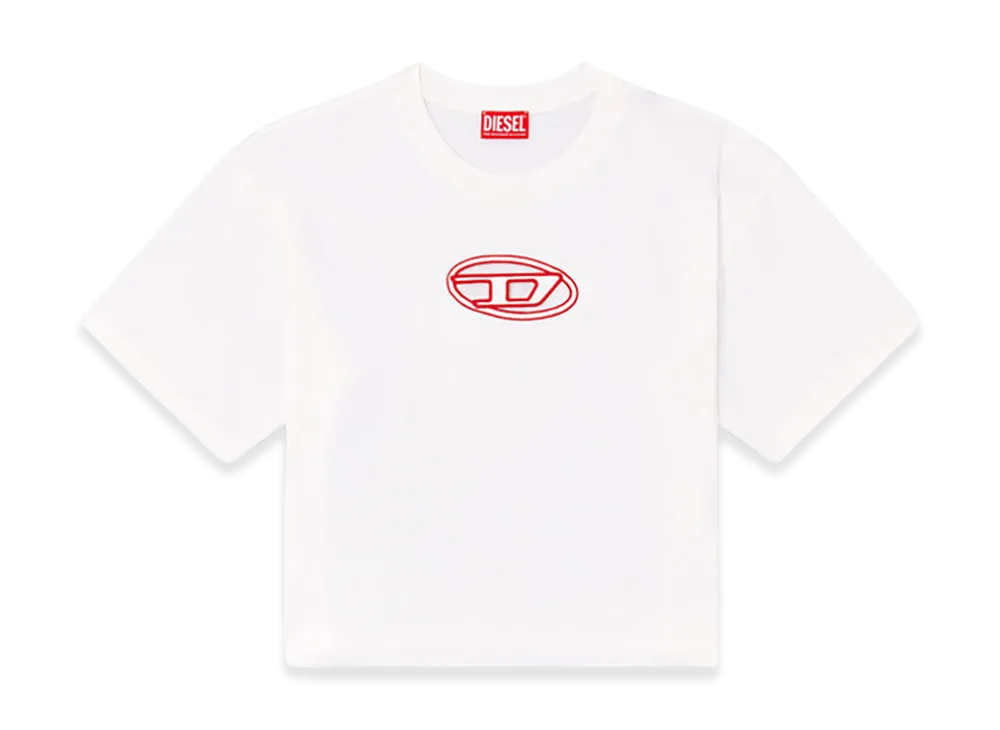 Diesel Women's T-Buxt-Crop-Od Cropped T-Shirt "White/Red"