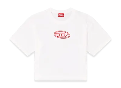 Diesel Women's T-Buxt-Crop-Od Cropped T-Shirt "White/Red"