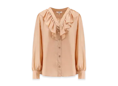 Chloe Women's Silk Shirt With Rouches "Orange"