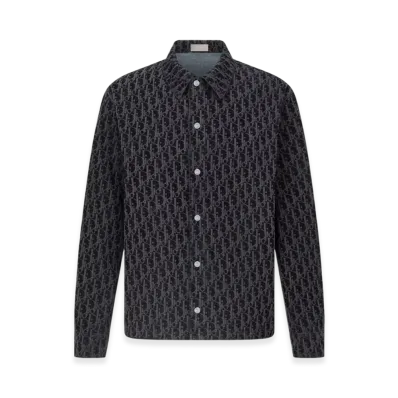 Dior Oblique Cotton Blend Twill Overshirt "Blue"