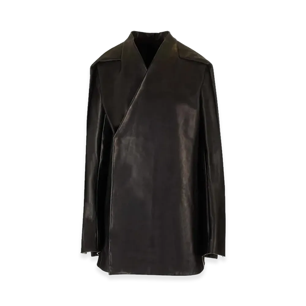 Rick Owens Women's "Officier" Washed Leather Jacket "Black"