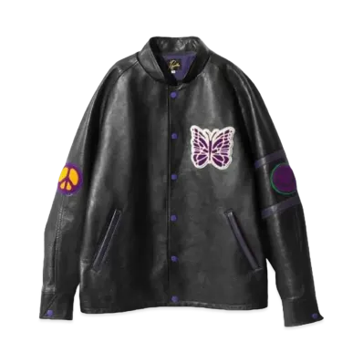 Needles Letterman Jacket - Cowhide Lthr. "Black"