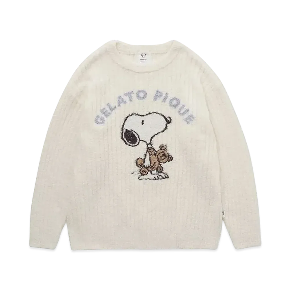 GELATO PIQUE x PEANUTS Snoopy x Bear Jacquard Pullover "Off White"