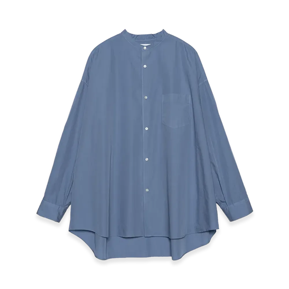 Graphpaper minus Botanical Dyed Broad L/S Oversized Band Collar Shirt "Blue"