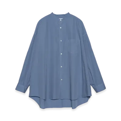 Graphpaper minus Botanical Dyed Broad L/S Oversized Band Collar Shirt "Blue"