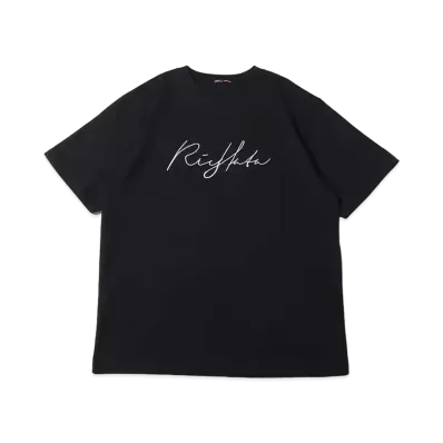 atmos pink x Riehata Logo Embroidery Big T-Shirt "Black"
