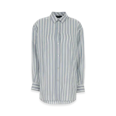GUCCI Women's Embroidered Silk Oversize Shirt "Light Blue"