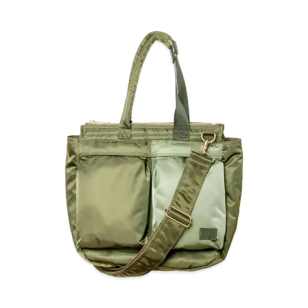 sacai x PORTER Pocket Tote Medium "Khaki"