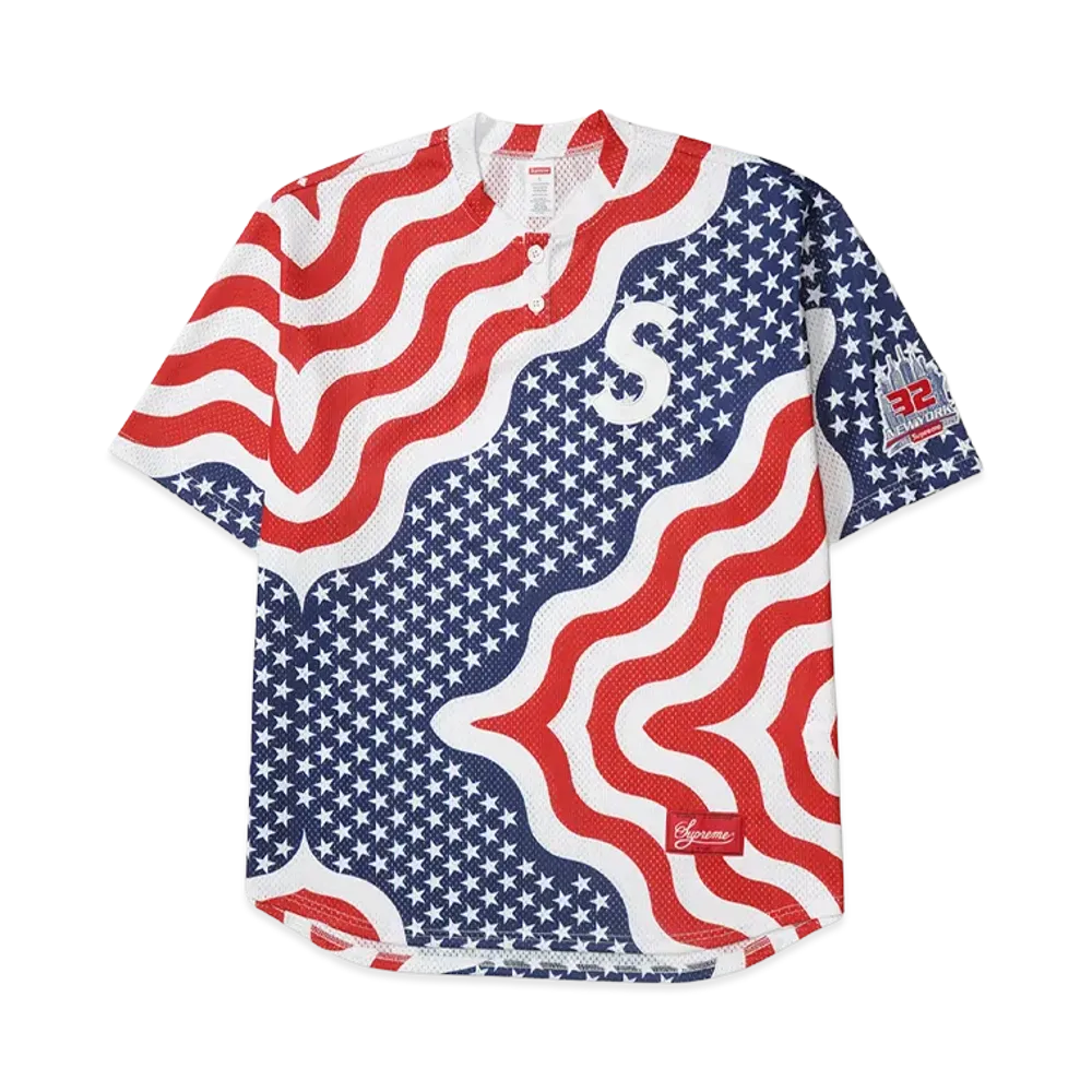 Supreme Shop S Logo Baseball Henley "Flag - New York"
