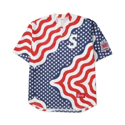 Supreme Shop S Logo Baseball Henley "Flag - New York"
