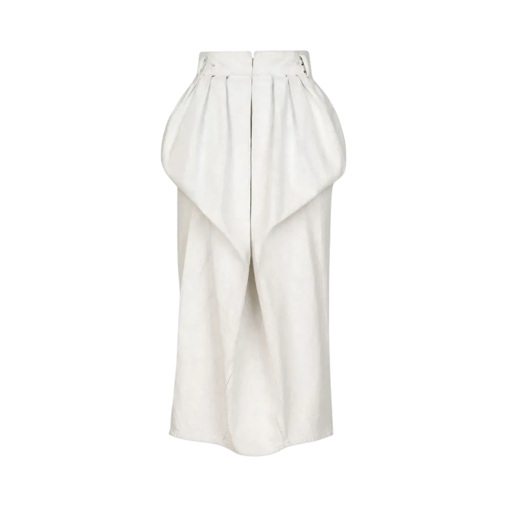Maison Margiela Women's White Painted Denim Gathered Skirt "White"