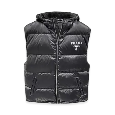 PRADA Re-Nylon Logo Printing Down Vest "Black"