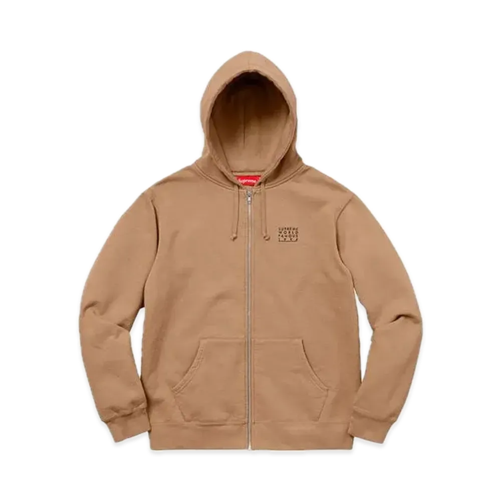 Supreme World Famous Zip Up Hooded Sweatshirt "Brown"