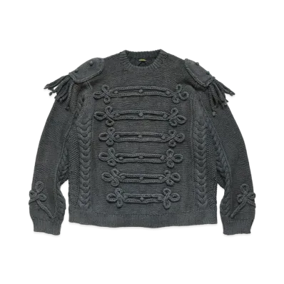 KAPITAL COTTON HANDNIT NAPOLEON SWEATER "Gray"