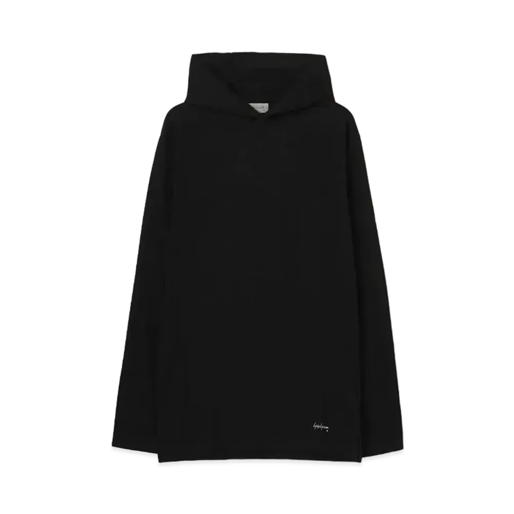 Yohji Yamamoto Pour Homme 30/- PLAIN STITCH SIGNATURE PRINT HOODIE "Black"