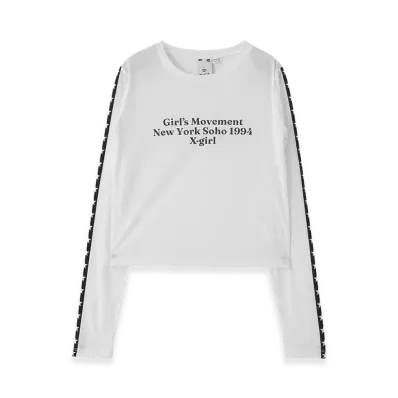 X-Girl Women's Star Striped Sleeve Sheer L/S Top "White"