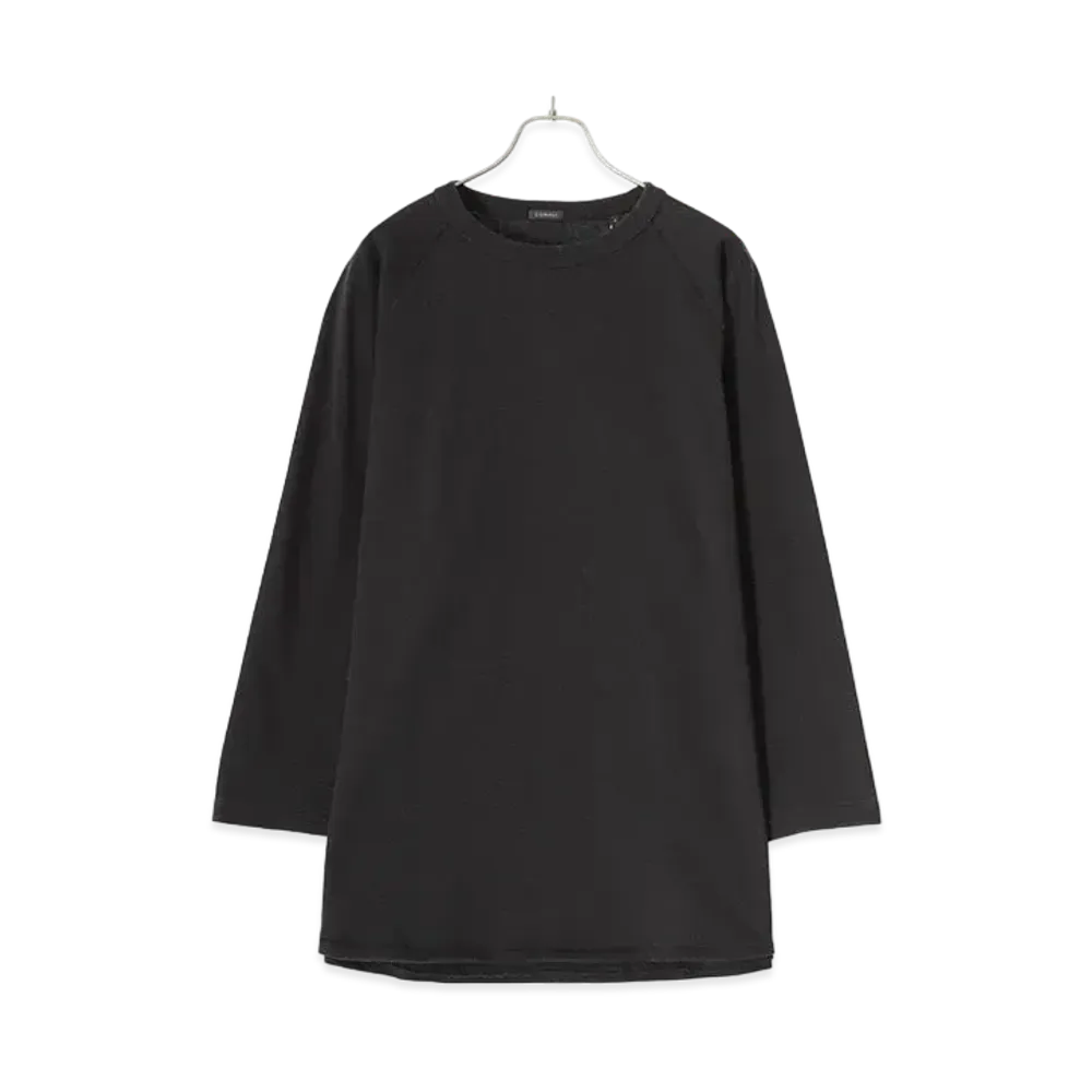 COMOLI Cotton Jersey Baseball T-shirt "Fade Black"