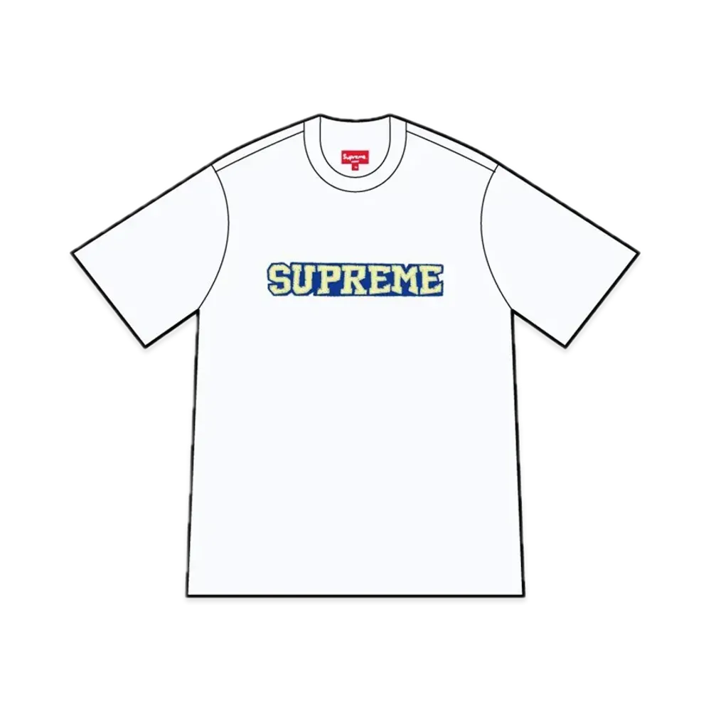 Supreme Satin Applique S/S Top "White"