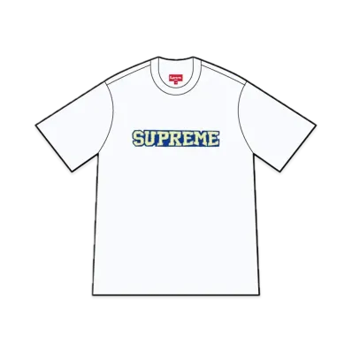 Supreme Satin Applique S/S Top "White"