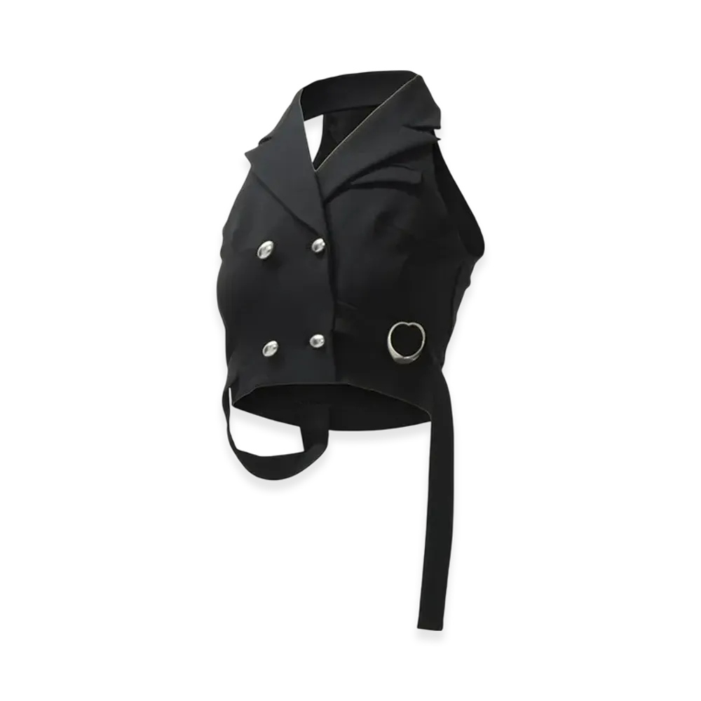 THEREDTHREAD S Ring Tailored Vest "Black"