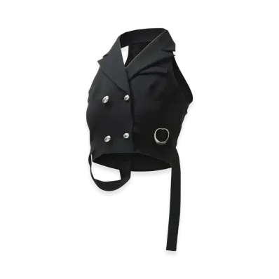 THEREDTHREAD S Ring Tailored Vest "Black"