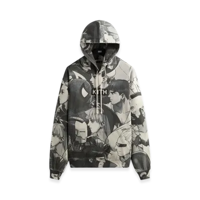 Kith x Marvel vs. Capcom Fighter All-Over Printed Vintage Nelson Hoodie "Sandrift"