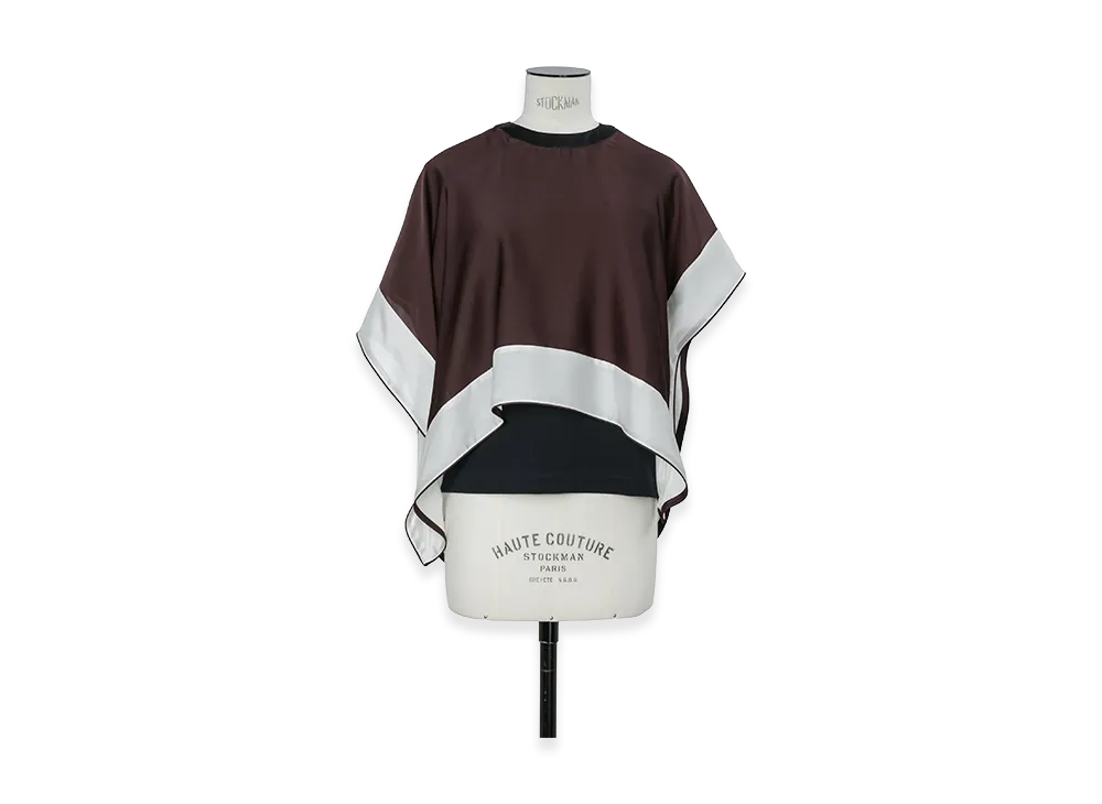 sacai Women's Satin x Cotton Jersey T-Shirt "Brown/Navy"