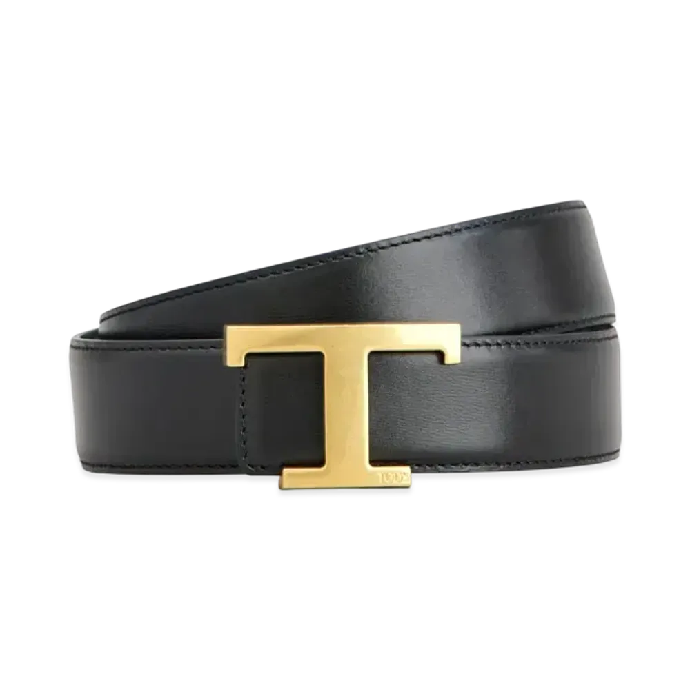 TOD'S T Timeless Reversible Belt in Leather "Blue/Black"