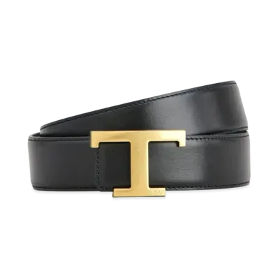 TOD'S T Timeless Reversible Belt in Leather "Blue/Black"