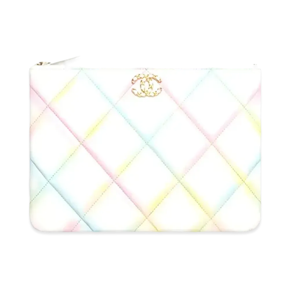 CHANEL Chanel 19 Pouch Printed Goat Skin "White"
