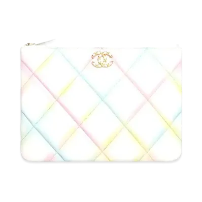 CHANEL Chanel 19 Pouch Printed Goat Skin "White"
