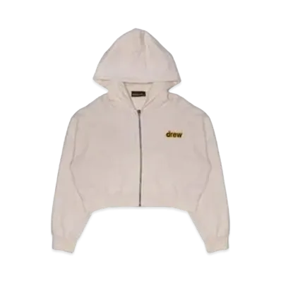 drew house Cropped Zip Up Hoodie "Cream"