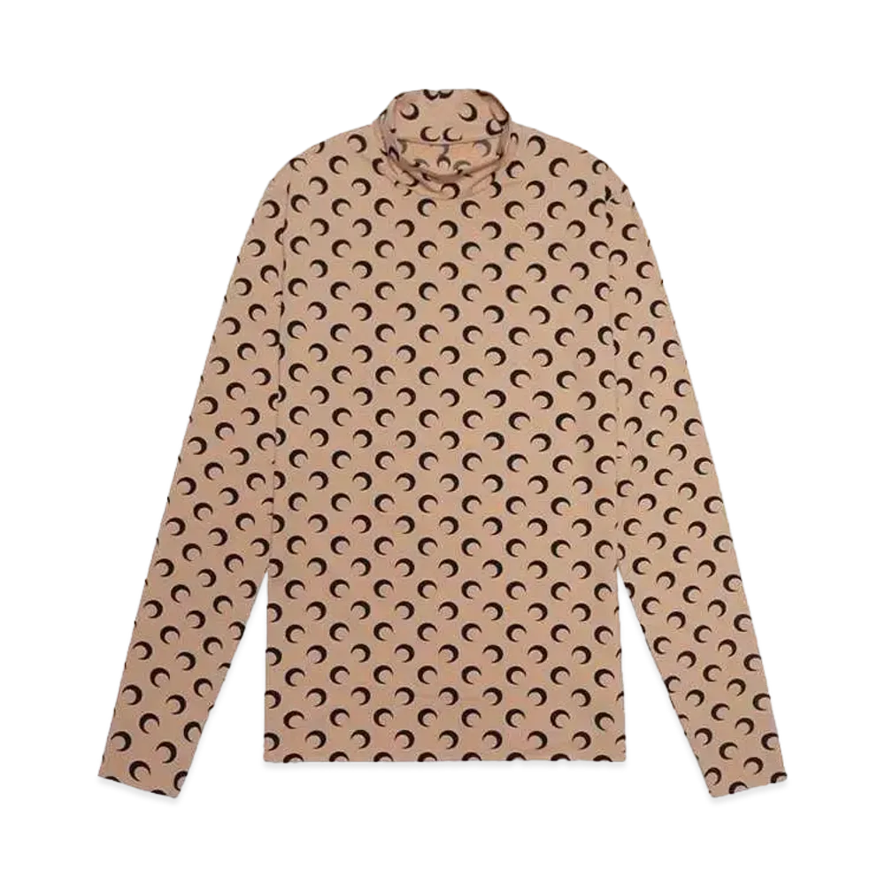 Marine Serre REGENERATED ALL OVER MOON JERESEY SECOND SKIN TOP "TAN"