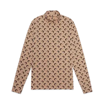 Marine Serre REGENERATED ALL OVER MOON JERESEY SECOND SKIN TOP "TAN"