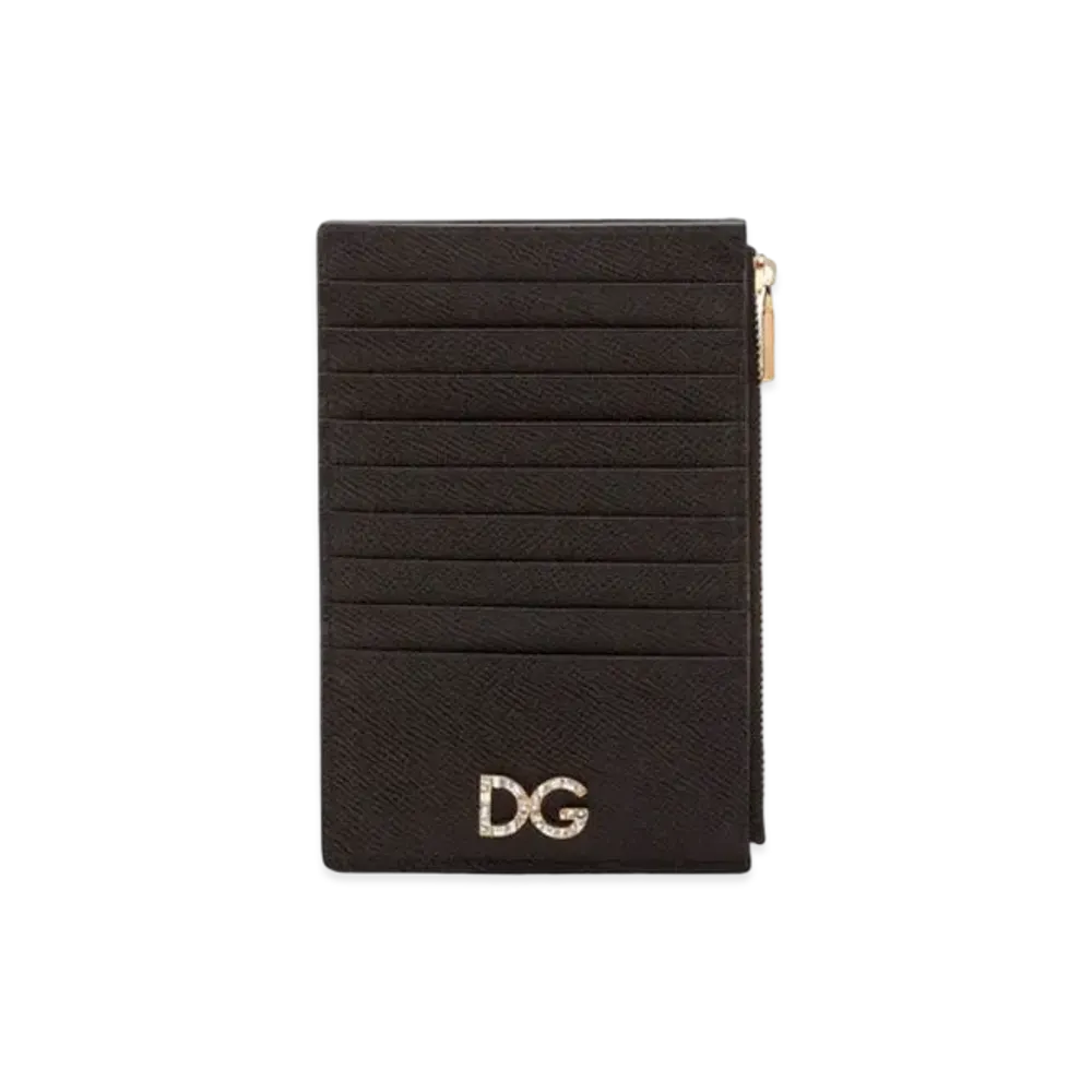 Dolce&Gabbana Vertical Credit Card Holder Large Dauphine Calfskin "Black"