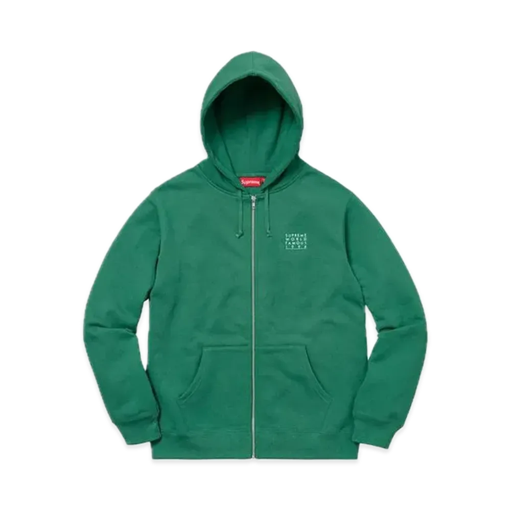 Supreme World Famous Zip Up Hooded Sweatshirt "Light Pine"