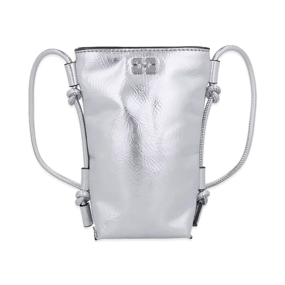GANNI Bou Metallic Crossbody Bag "Silver"