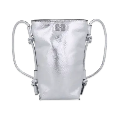 GANNI Bou Metallic Crossbody Bag "Silver"